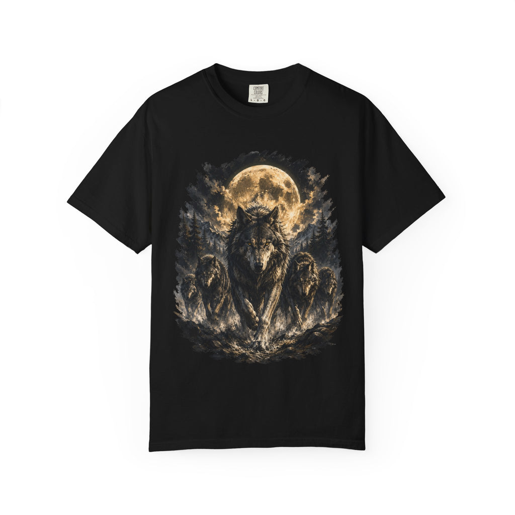 Wolf Pack Mystical Moon T-Shirt — Vintage Moonlit Forest Graphic Tee