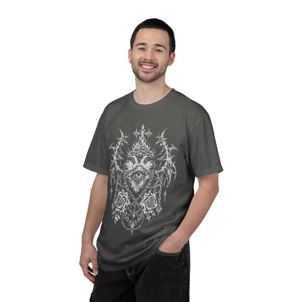 Mystic All-Seeing Eye Tee - Half Tone Eye and Roses Metal & Alternative Graphic T-Shirt