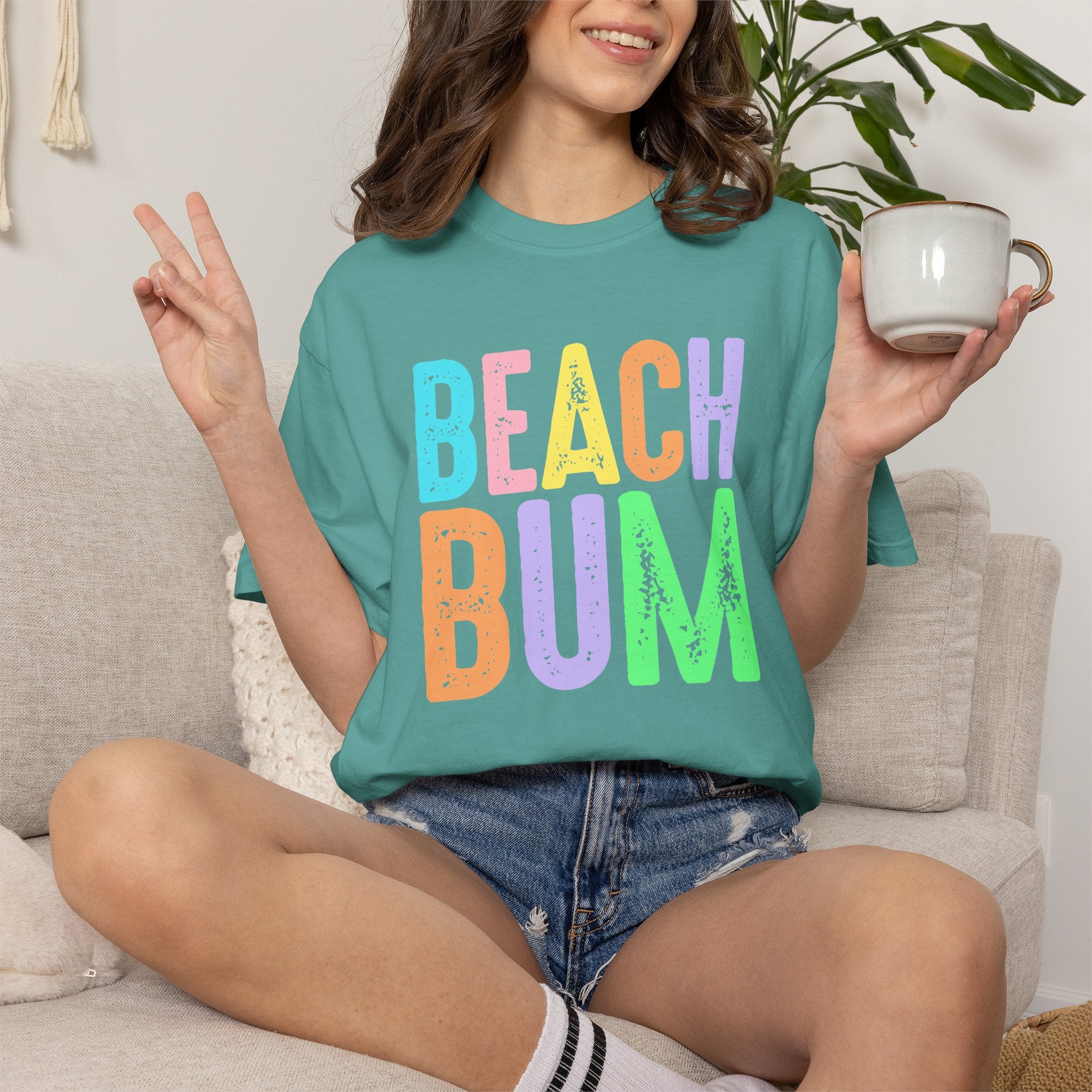 Beach Bum Summer T-Shirt — Bright Colorful Beach Tee - Midnight Eye, LLC