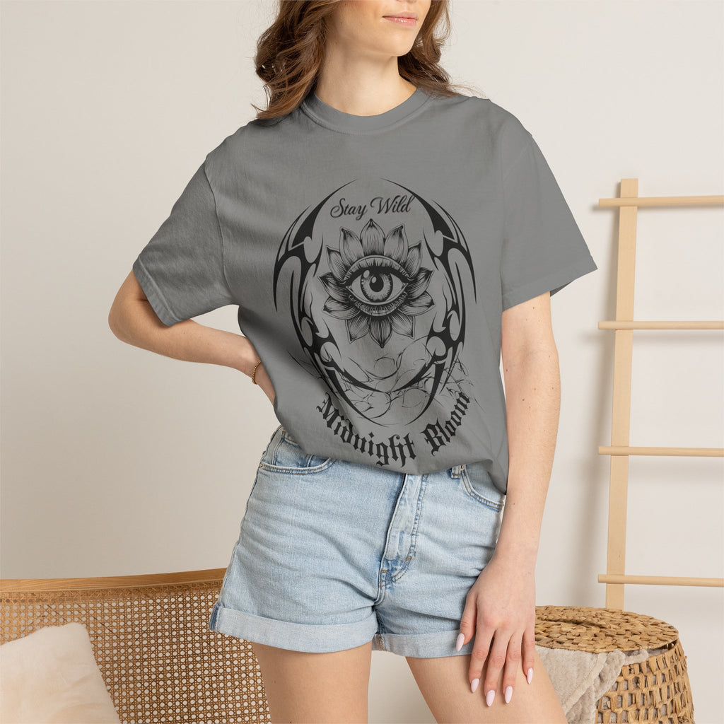 Lotus Eye Graphic T-Shirt — Cybergoth / Cyberpunk Floral Tee. Midnight Eye, LLC