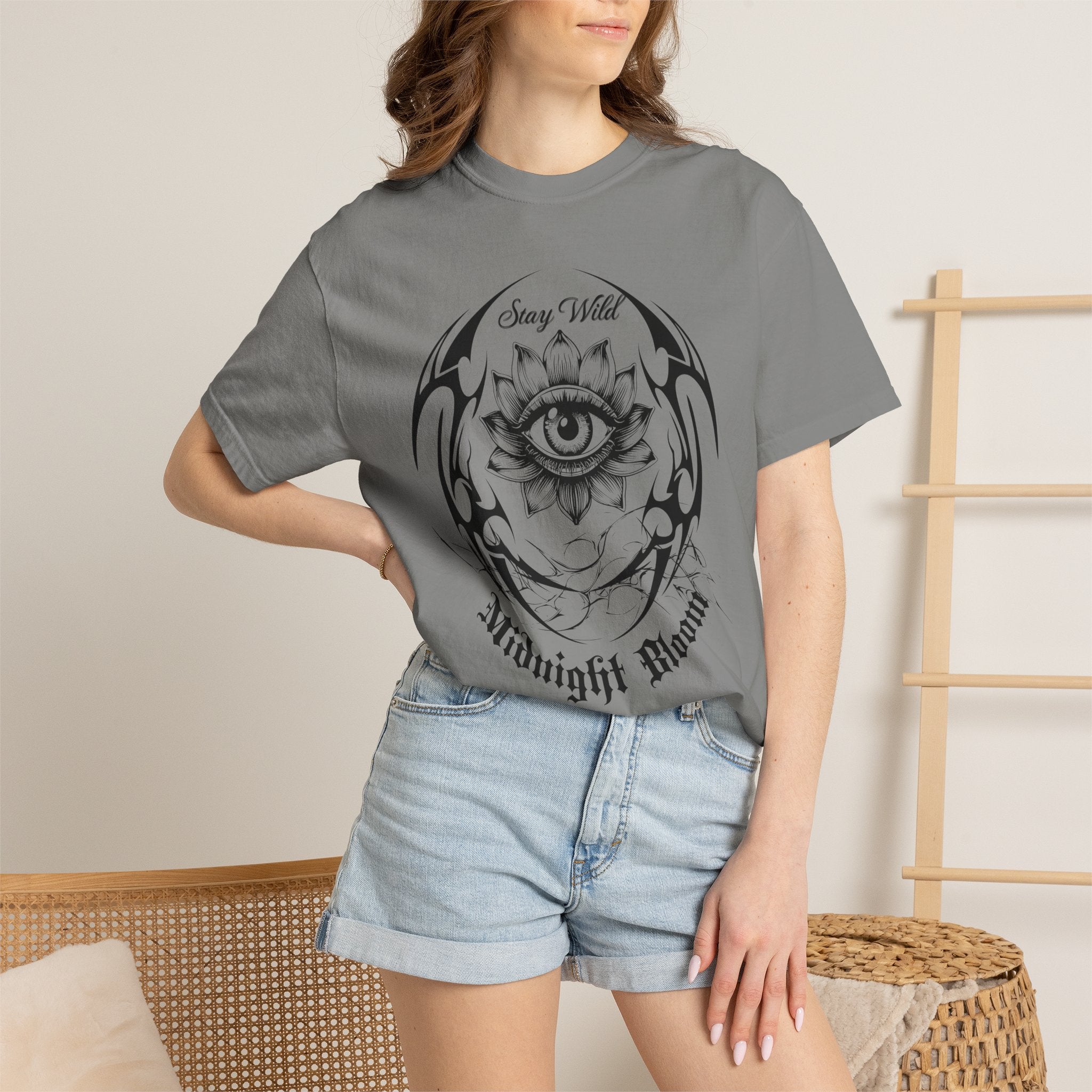 Lotus Eye Graphic T-Shirt — Cybergoth / Cyberpunk Floral Tee. Midnight Eye, LLC