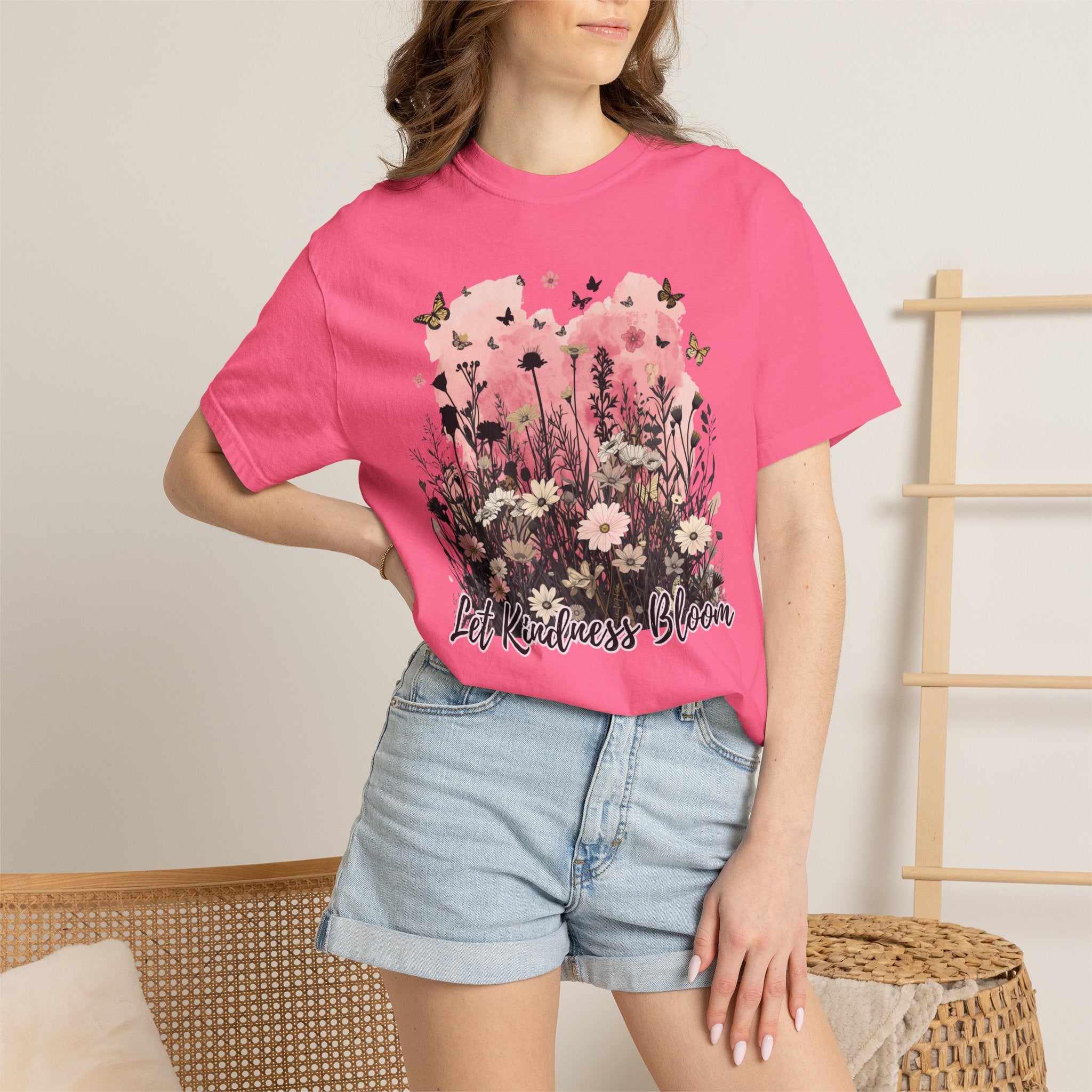 Let Kindness Bloom T-Shirt — Floral Garden Graphic Tee - Cute Motivational T-Shirt. Midnight Eye, LLC