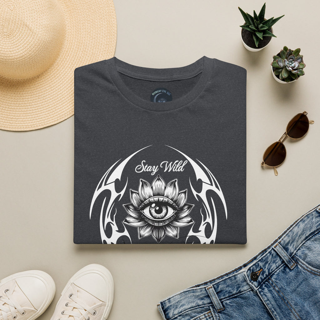 Stay Wild Midnight Moon T-Shirt — Mystical Lotus Eye Graphic Tee - Goth Tee - Dark Aesthetic T-Shirt - Midnight Eye, LLC