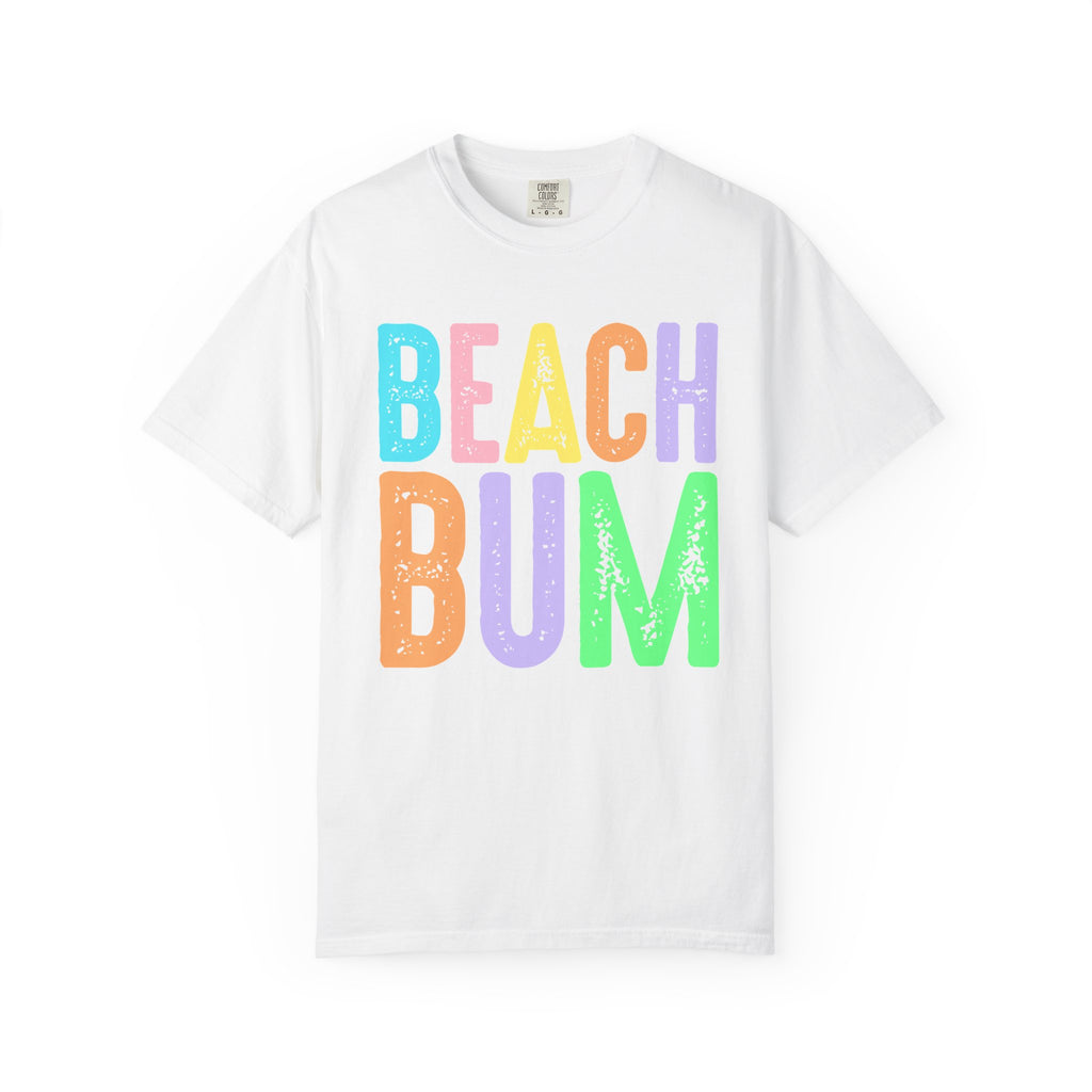 Beach Bum Summer T-Shirt — Bright Colorful Beach Tee. Midnight Eye, LLC