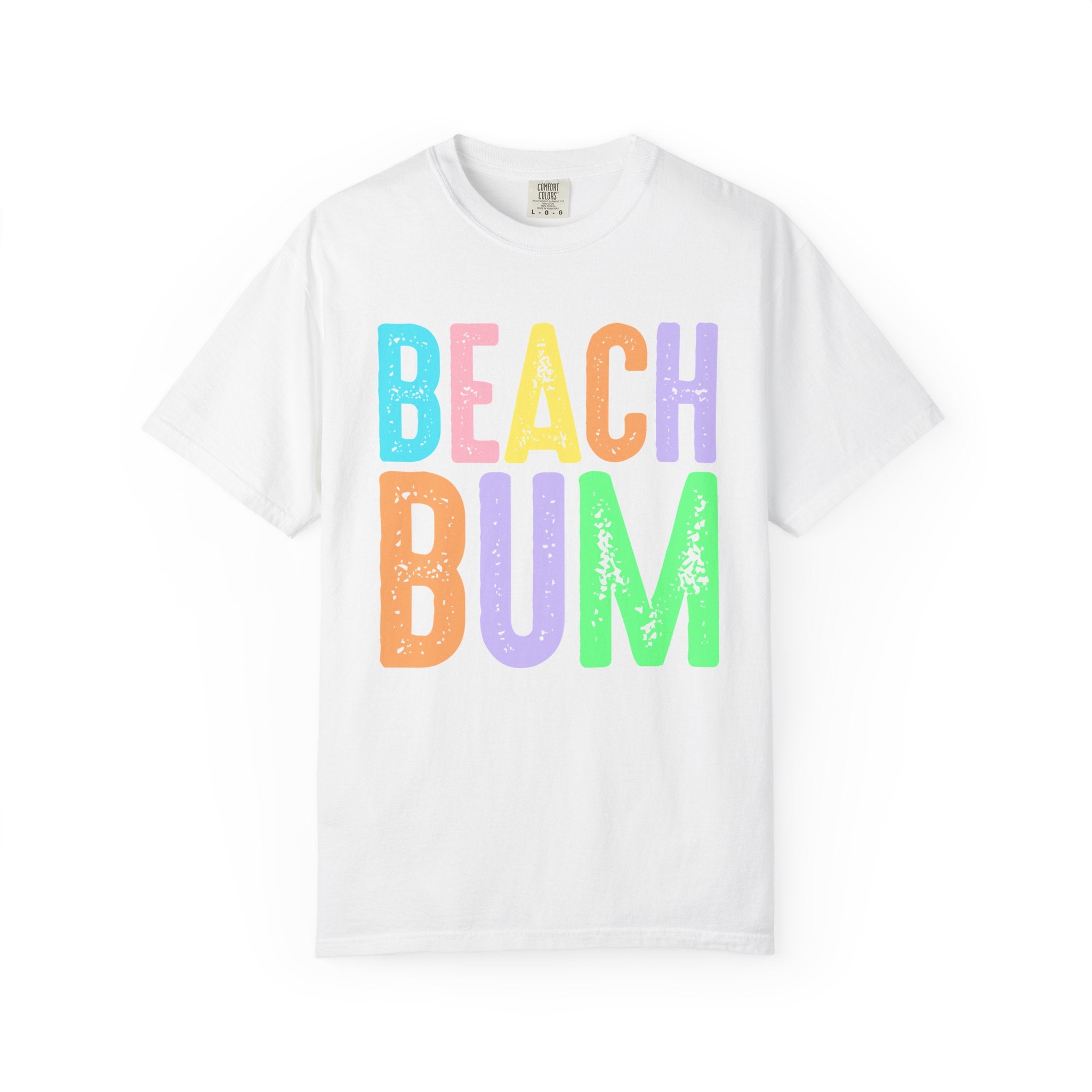 Beach Bum Summer T-Shirt — Bright Colorful Beach Tee. Midnight Eye, LLC