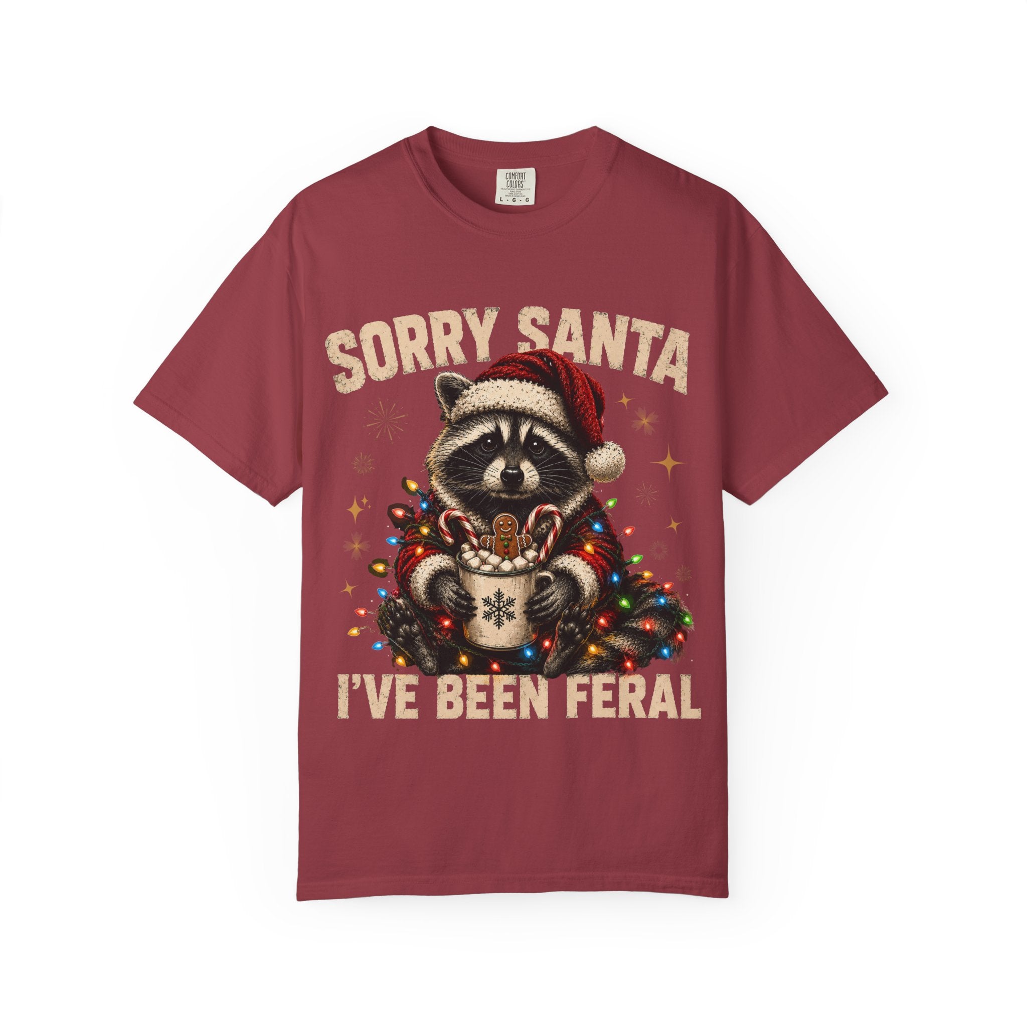 Sorry Santa I've Been Feral Cute Raccoon Christmas T-Shirt - Funny Racoon Tee
