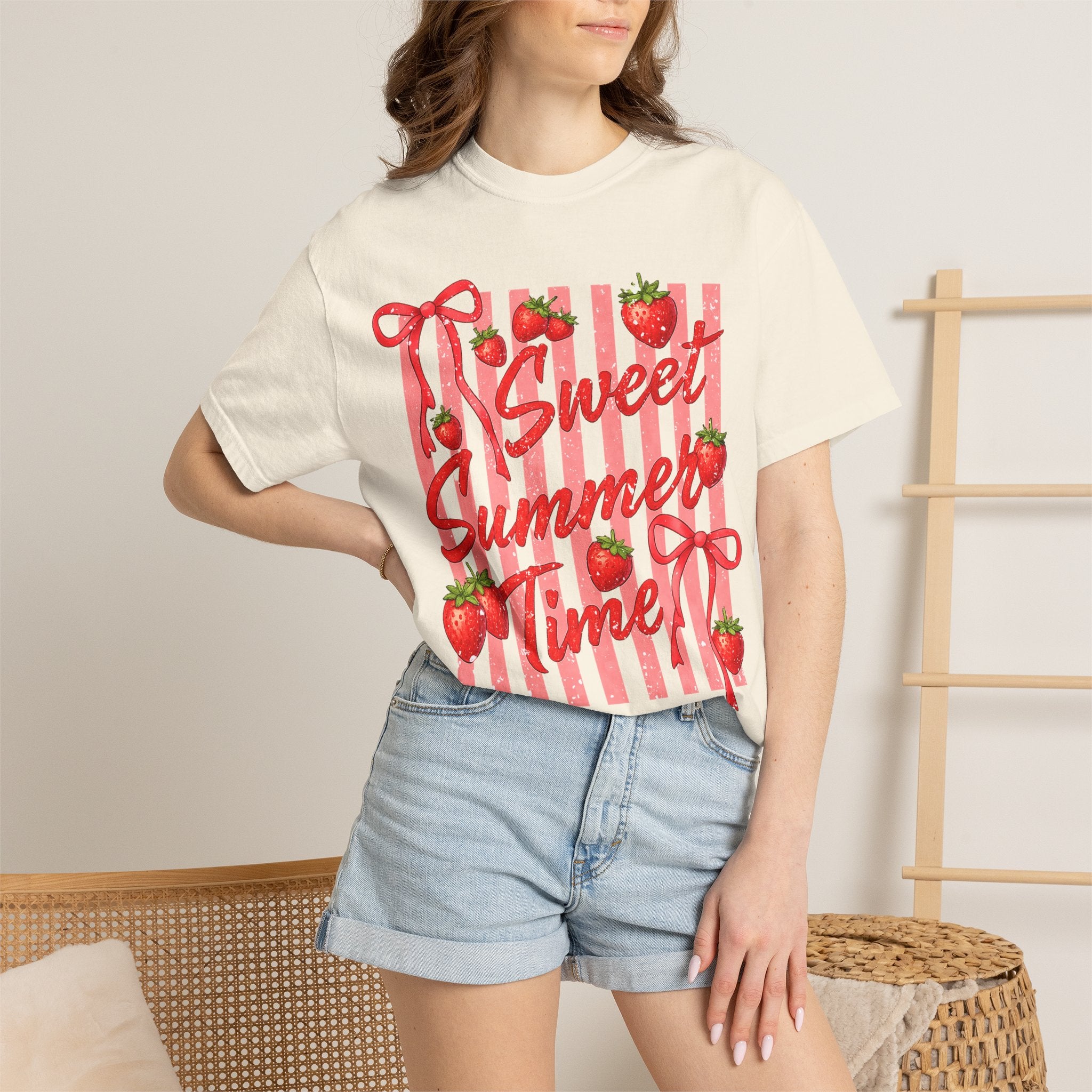 Sweet Summer Time Strawberry Graphic T-Shirt - Cute Summer T-Shirt - Fruit Tee. Midnight Eye, LLC 