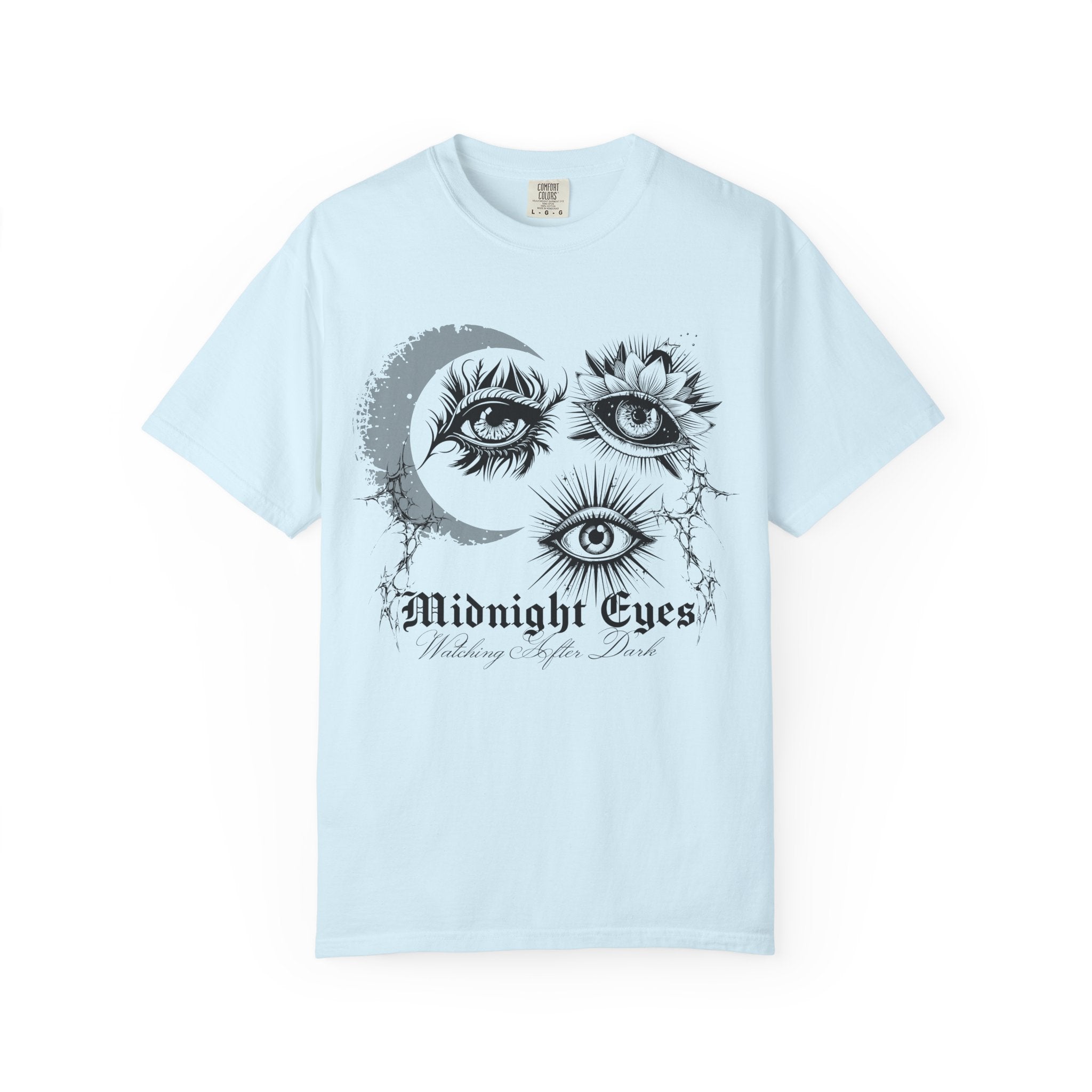 Midnight Eyes Graphic T-Shirt — Moon, Sun & Mystic Eye Illustration
