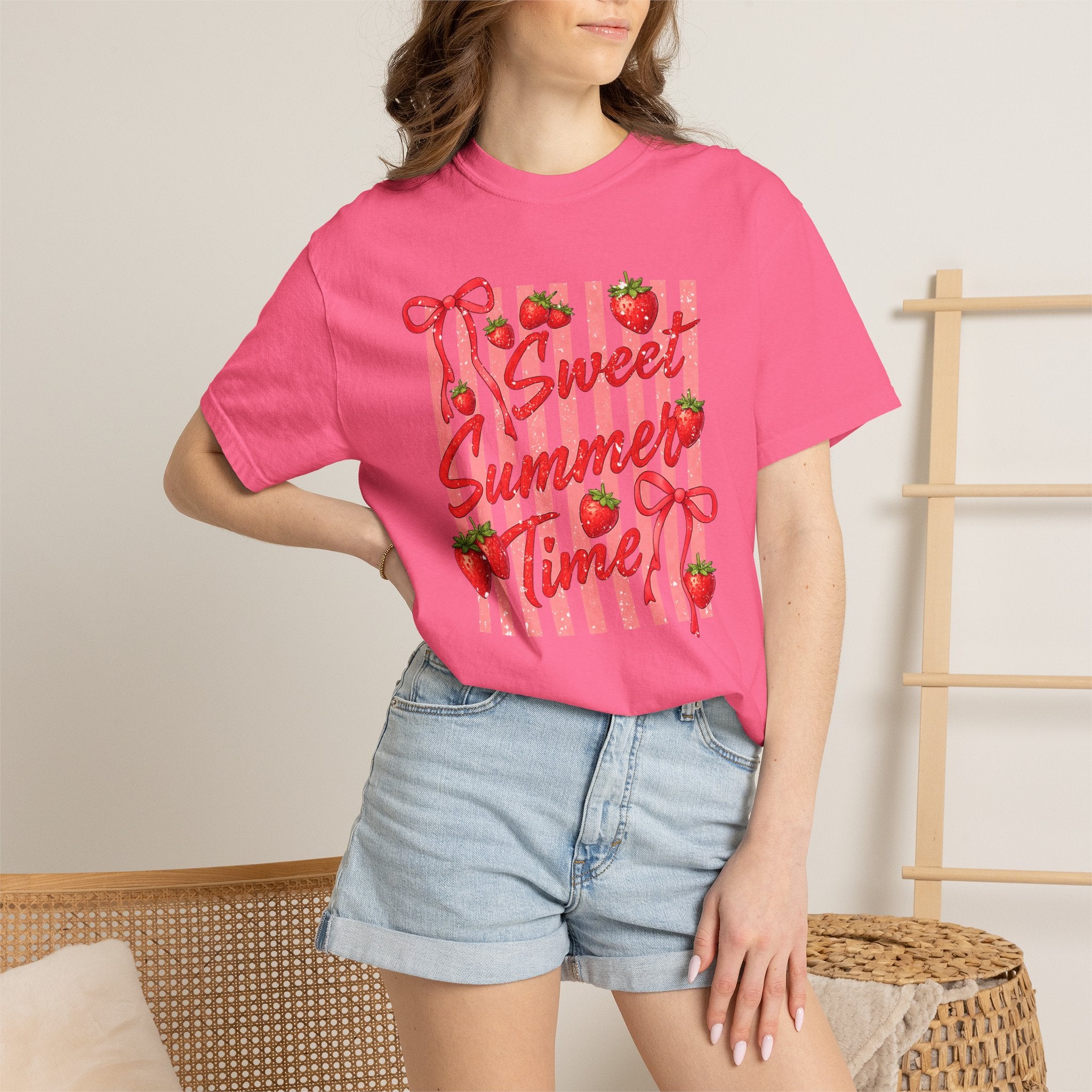 Sweet Summer Time Strawberry Graphic T-Shirt - Cute Summer T-Shirt - Fruit Tee