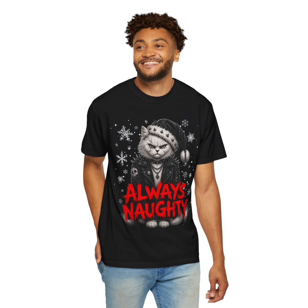 Always Naughty Cat T-Shirt — Funny Grumpy Cat Christmas Tee - Gothic Tee