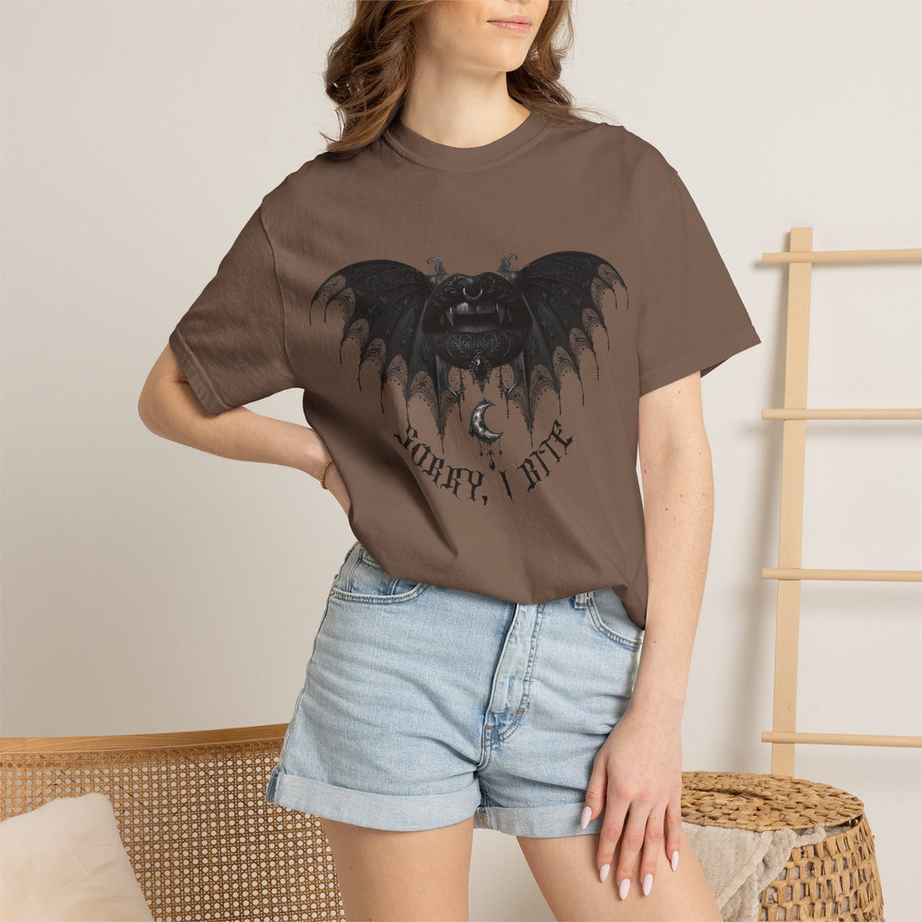 Gothic Bat Wings T‑Shirt — Dark Vampire Black Lips Graphic Tee