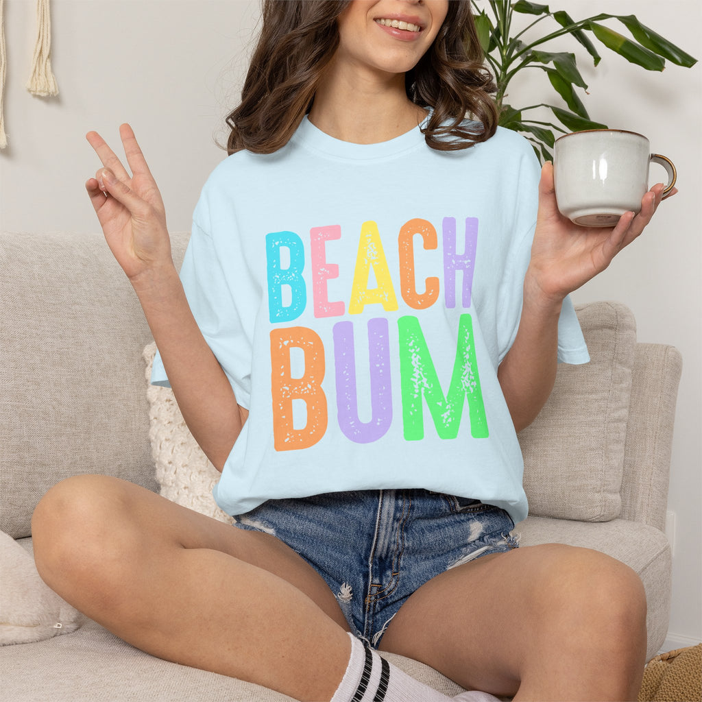 Beach Bum Summer T-Shirt — Bright Colorful Beach Tee - Midnight Eye, LLC