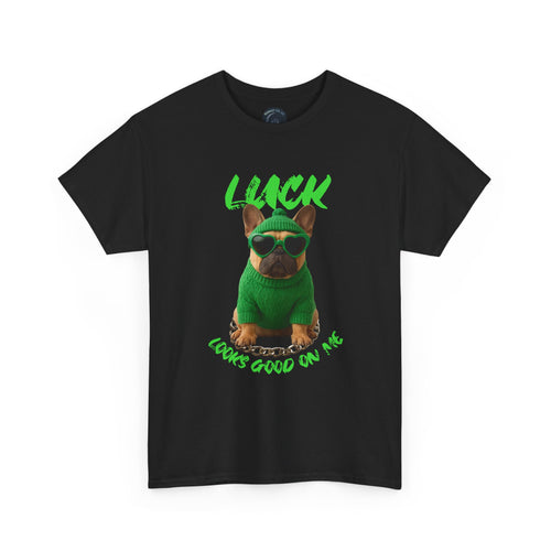 "Luck" Looks Good On Me — Pug Dog Graphic Tee - Midnight Eye, LLC