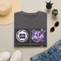 Women's Tee — Retro Purple Icons: Smiley, Peace Sign & Cassette Graphic - Midnight Eye, LLC