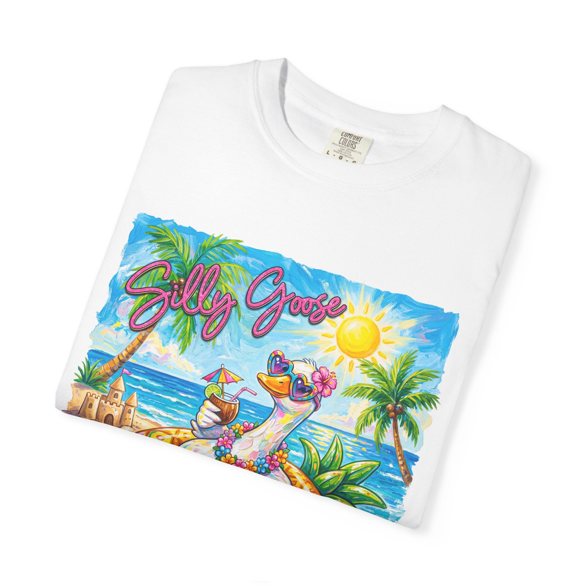 Silly Goose Summer T-Shirt - Colorful Summer Girl Tee - Beach Tee - Tropical T-Shirt