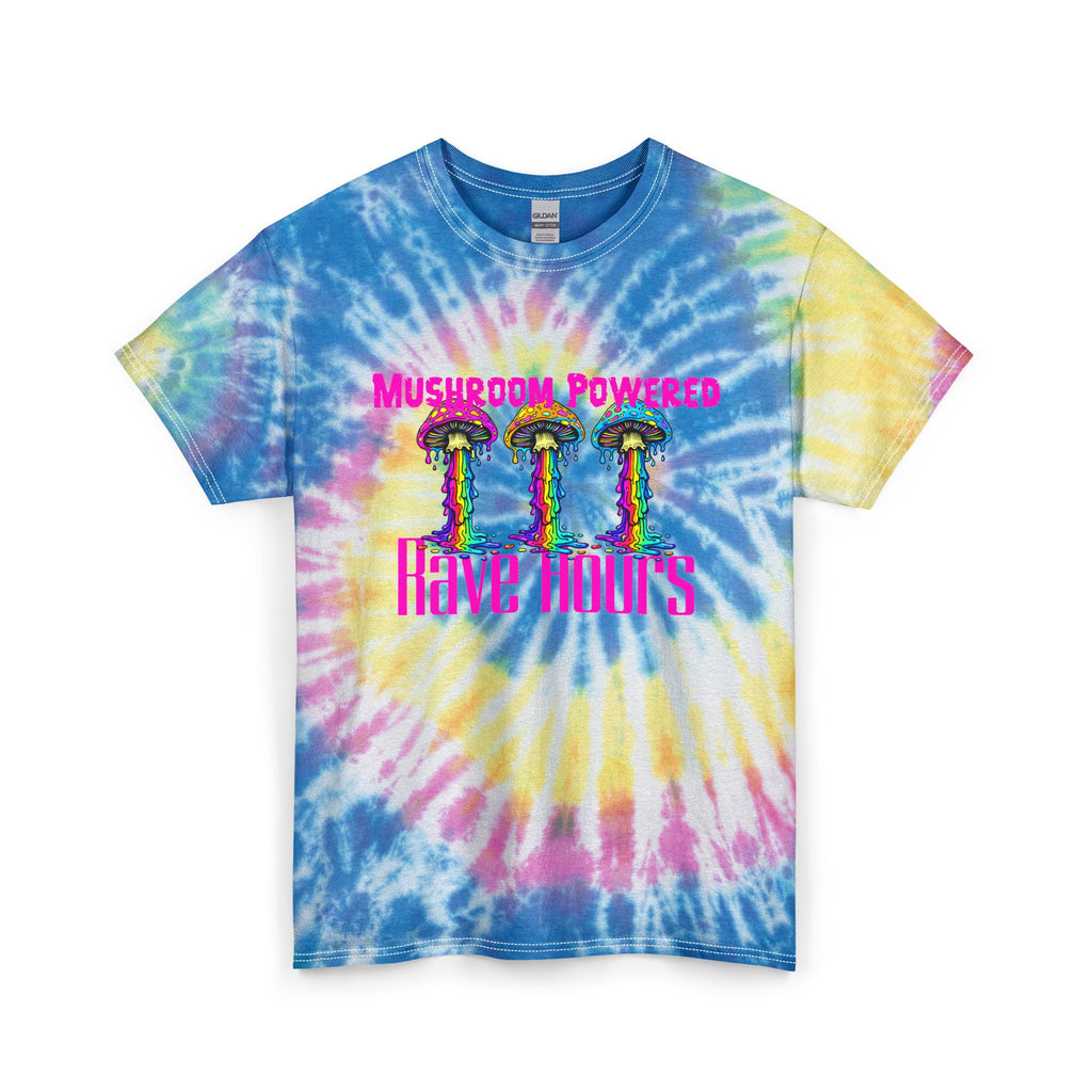 Tie Dye T‑Shirt — "Sleep All Day, Rave All Night" Psychedelic Mushroom Tee - Midnight Eye, LLC