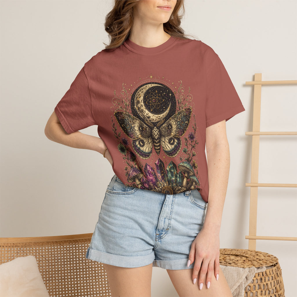 Mystic Moon Moth T-Shirt — Celestial Moth & Crescent Moon Graphic Tee