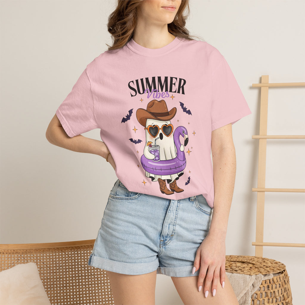Spooky Summer Ghost T-Shirt — Cute Cowboy Hat & Sunglasses Funny Tee - Midnight Eye, LLC