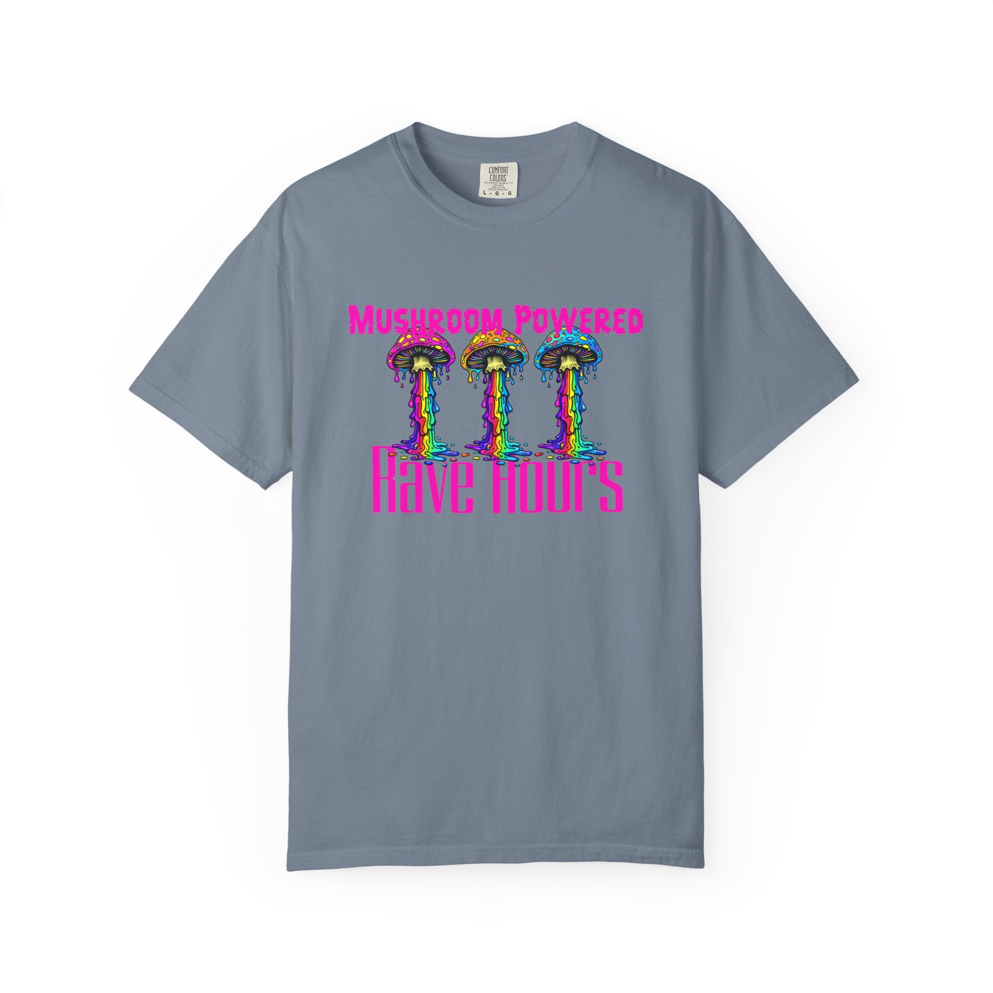 Rave Mushroom T-Shirt — “Mushroom Powered” Psychedelic Festival Tee - Midnight Eye, LLC