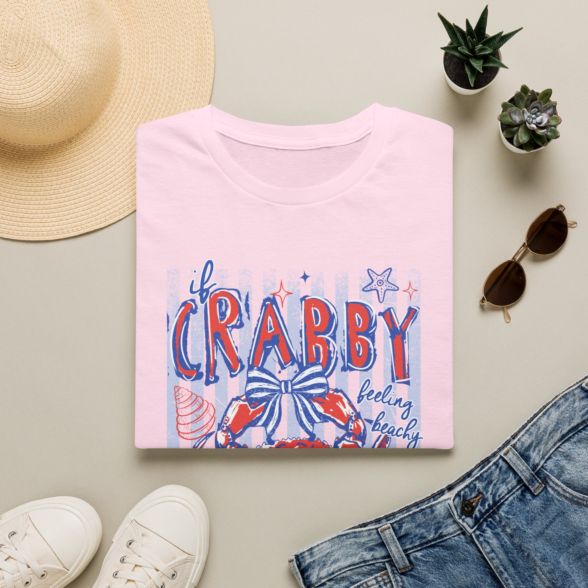 Crabby Beach T-Shirt — "If Crabby, Please Return to the Beach" Funny Summer Tee. Midnight Eye LLC.