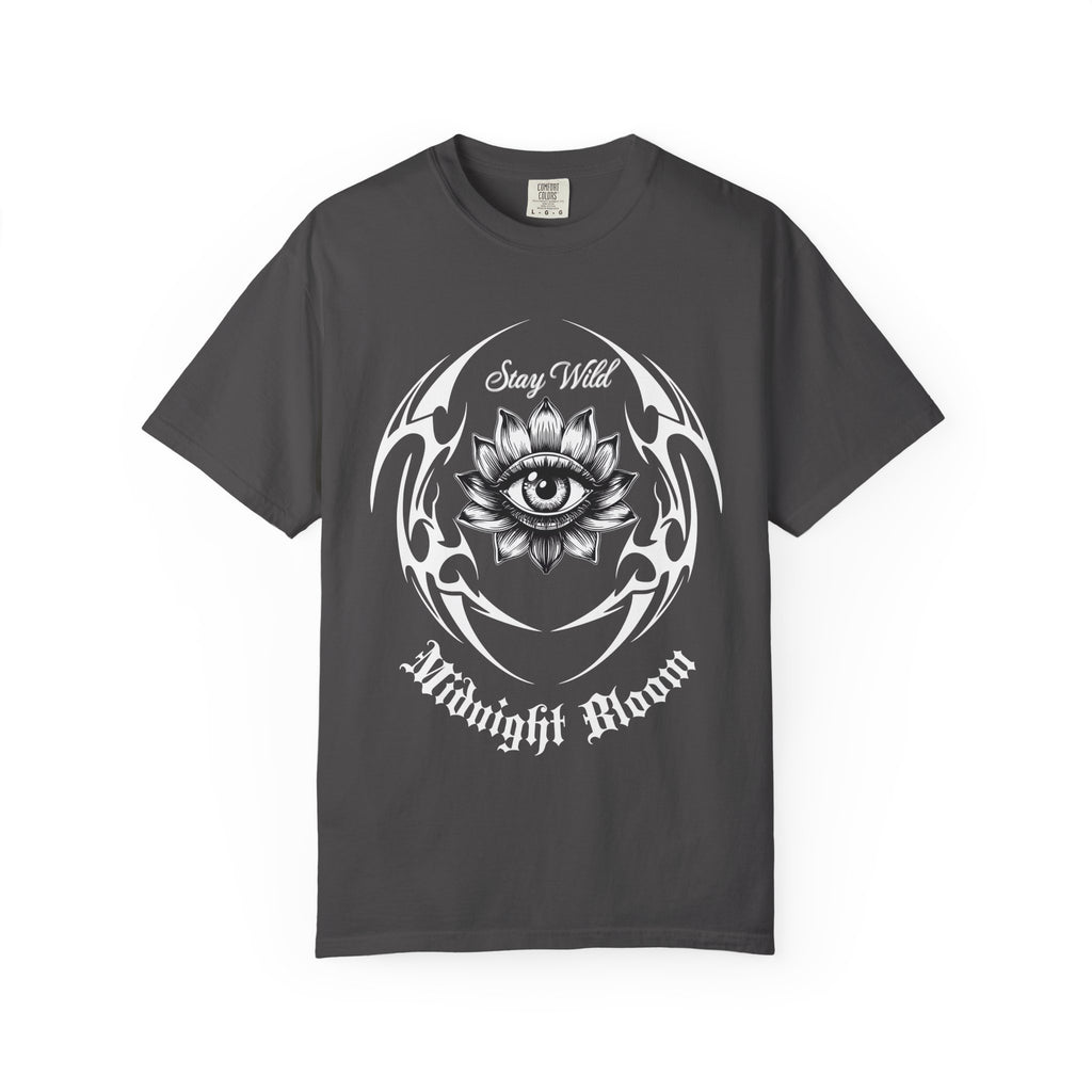 Stay Wild Midnight Moon T-Shirt — Mystical Lotus Eye Graphic Tee - Goth Tee- Dark Aesthetic T-Shirt. Midnight Eye, LLC
