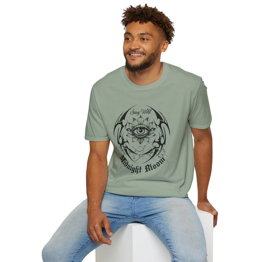 Midnight Eye Graphic T-Shirt — Mystical Lotus All - Seeing Eye Tee - Streetwear T-Shirt - Midnight Eye, LLC