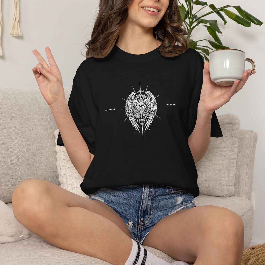 Winged - Eye & Red Rose Graphic T-Shirt - Gothic Tee - Rock Band T-Shirt - Streetwear T-Shirt - Midnight Eye, LLC