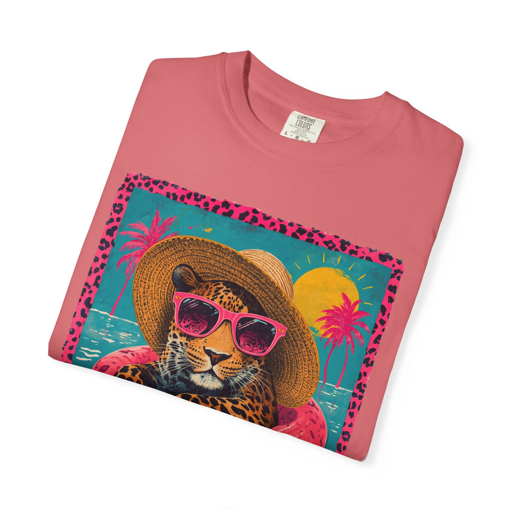 T-Shirt — Tropical Leopard in Sunglasses Summer Graphic - Sassy Vacation T-Shirt. Midnight Eye, LLC.