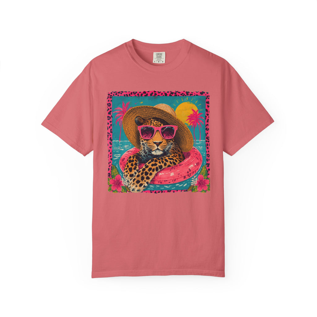 T-Shirt — Tropical Leopard in Sunglasses Summer Graphic - Sassy Vacation T-Shirt. Midnight Eye, LLC.