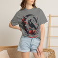 Moon Raven Floral T-Shirt — "Midnight Bloom" Graphic Tee - Mystical Moon Tee - Dark Aesthetic T-Shirt. Midnight Eye, LLC