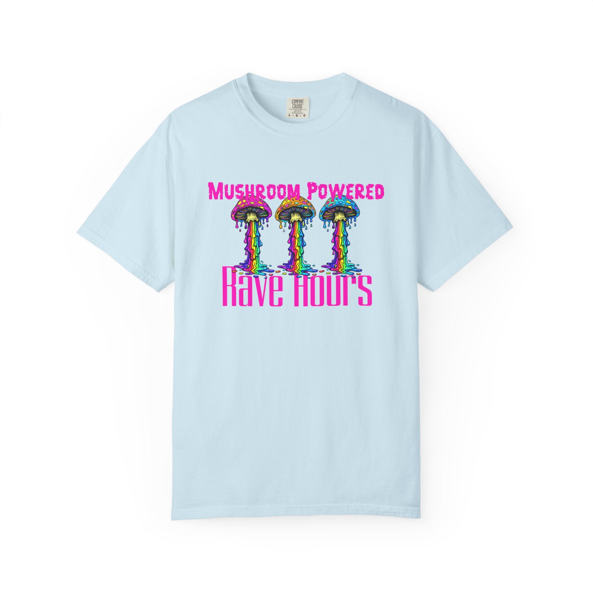 Rave Mushroom T-Shirt — “Mushroom Powered” Psychedelic Festival Tee - Midnight Eye, LLC