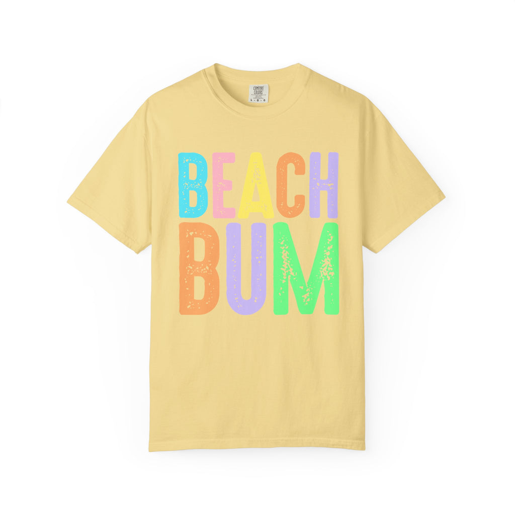 Beach Bum Summer T-Shirt — Bright Colorful Beach Tee. Midnight Eye, LLC