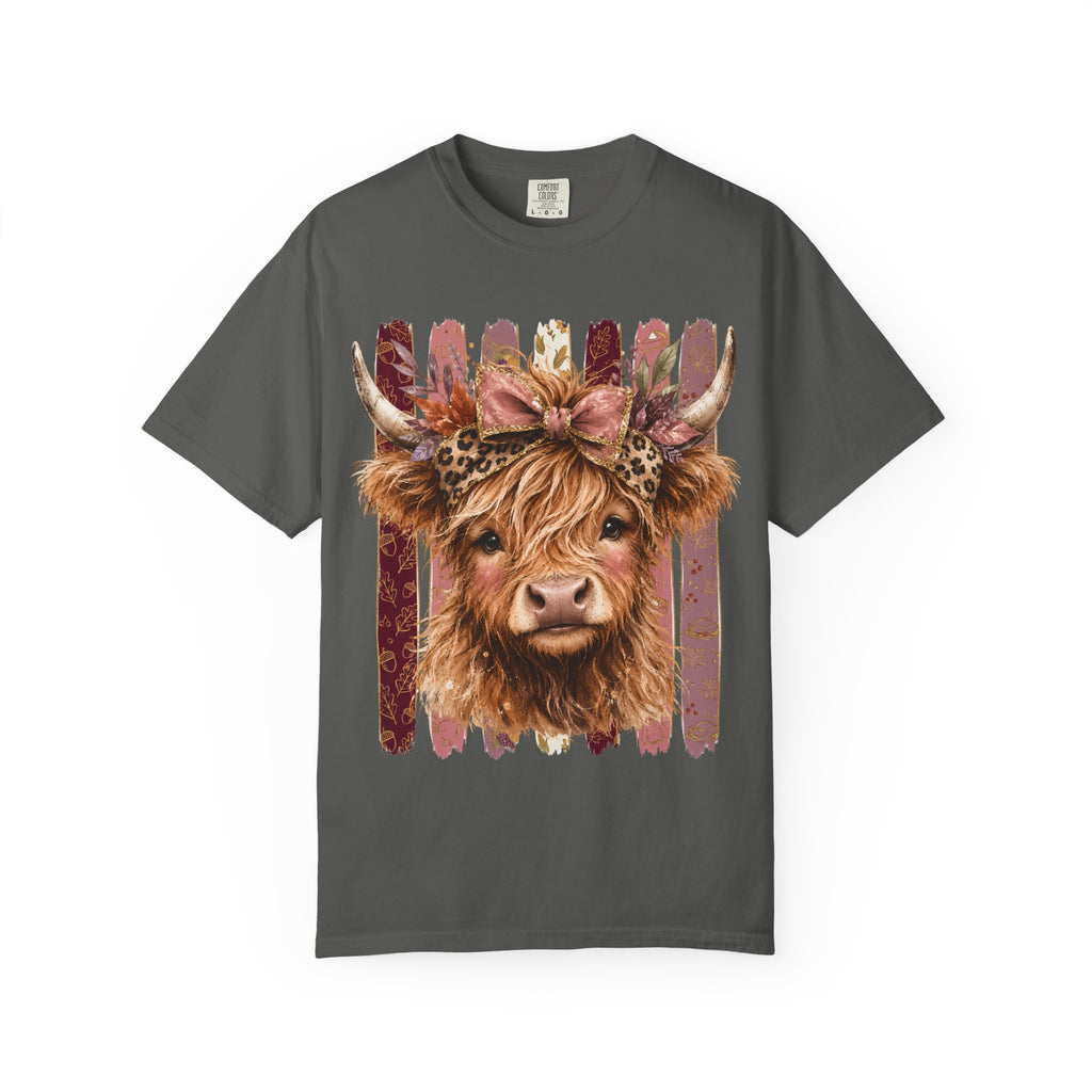 Highland Cow Floral Tee — Cute Cow Graphic T-Shirt