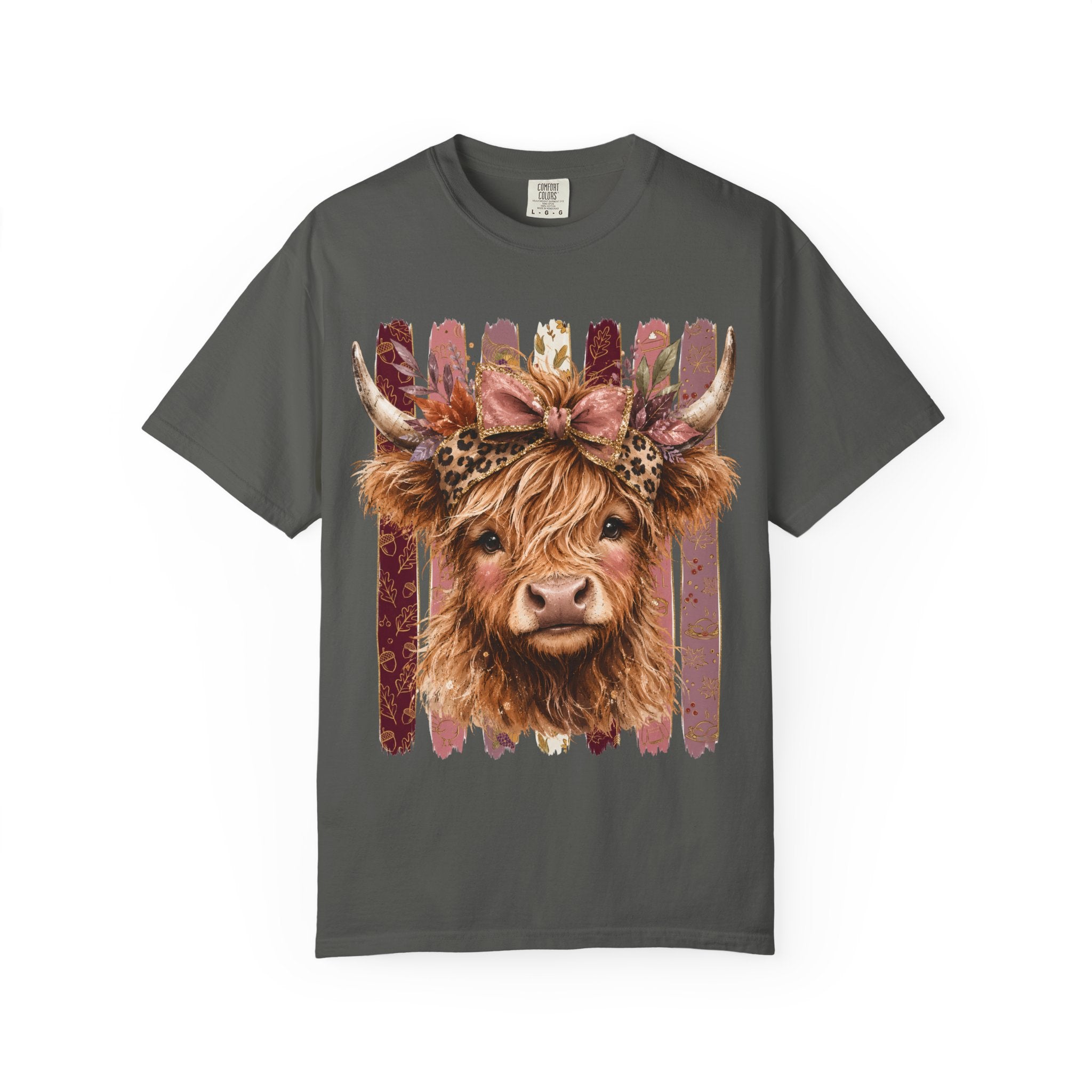 Highland Cow Floral Tee — Cute Cow Graphic T-Shirt
