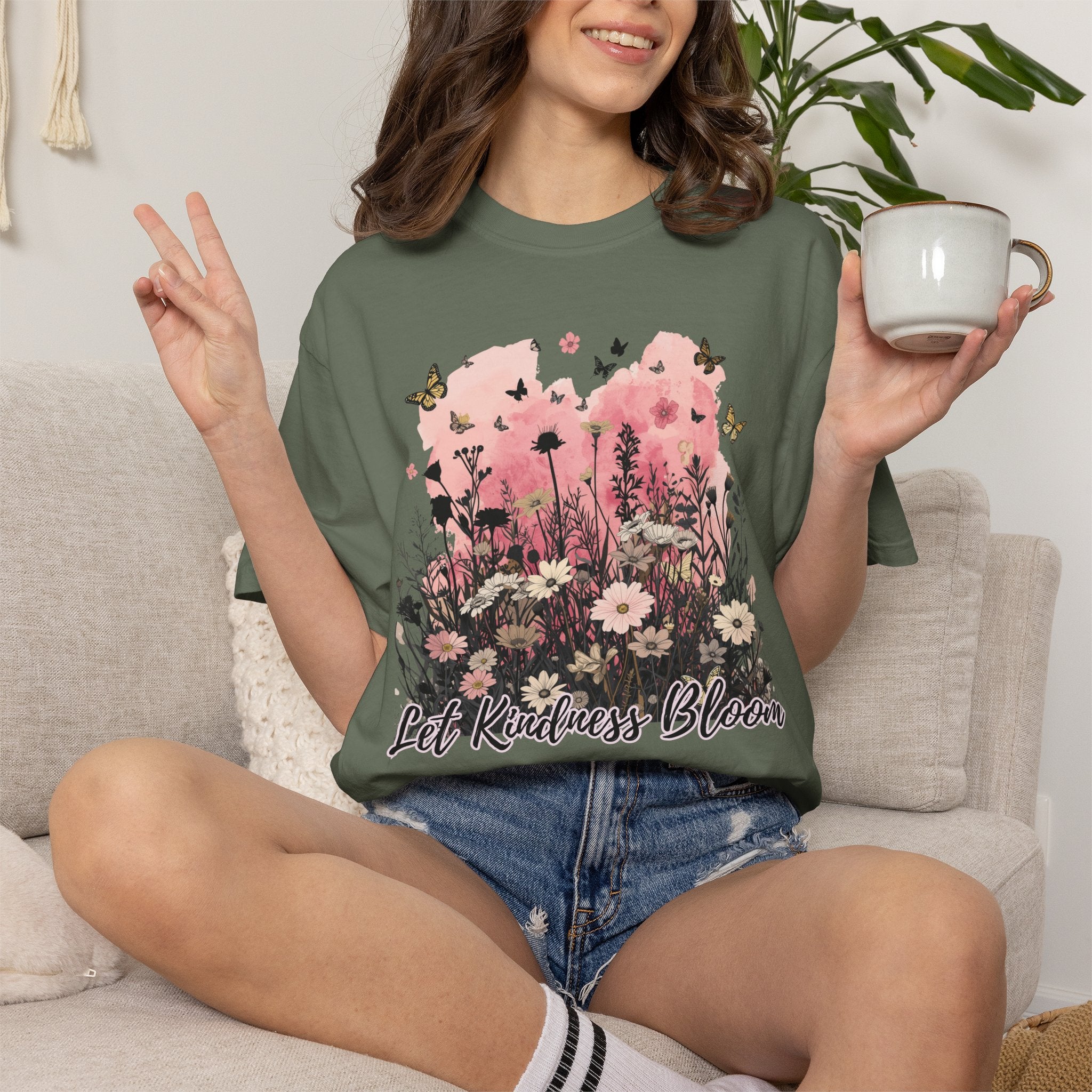 Let Kindness Bloom T-Shirt — Floral Garden Graphic Tee - Cute Motivational T-Shirt. Midnight Eye, LLC