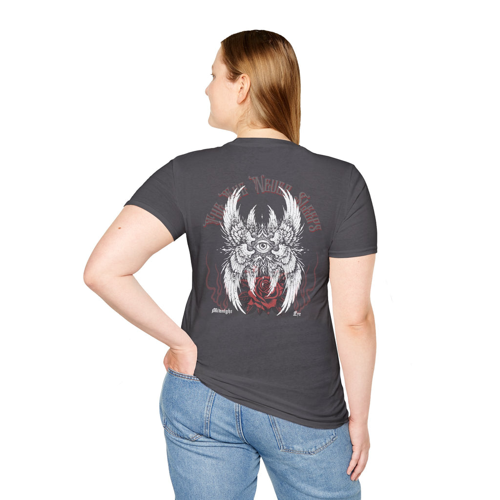 Winged - Eye Graphic Tee — Third Eye Rock Band Shirt - Streetwear Tee - Gothic Red Rose T-Shirt - Midnight Eye, LLC