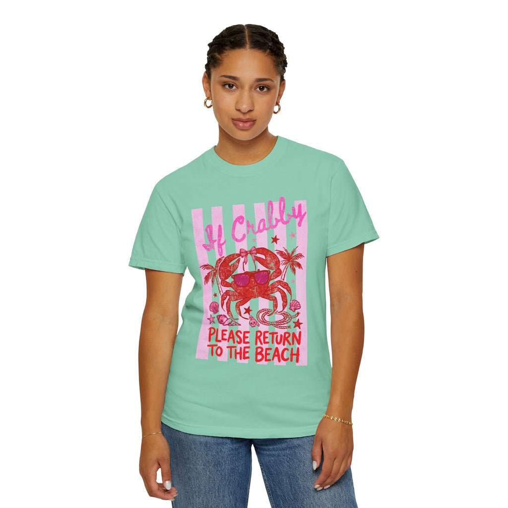 Funny Crab Beach Shirt - If Crabby, Please Return to the Beach. Summer Funny Tee - Midnight Eye, LLC