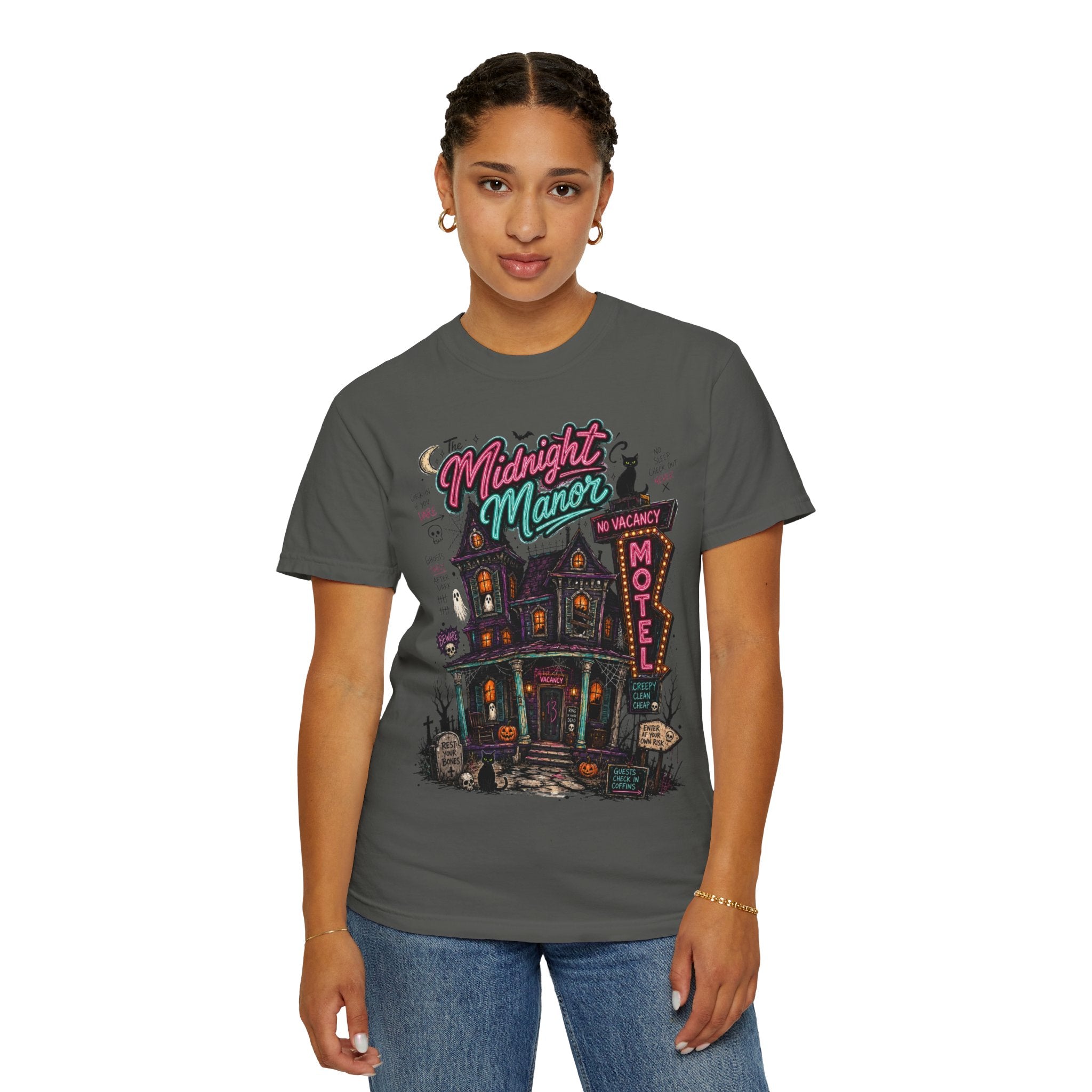 Midnight Manor Motel T-Shirt — Haunted House Horror Tee. Midnight Eye, LLC