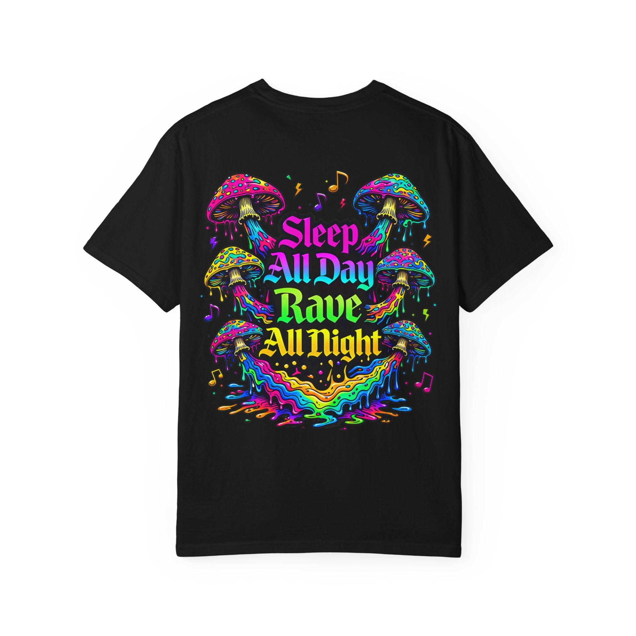 Rave Mushroom T-Shirt — “Mushroom Powered” Psychedelic Festival Tee - Midnight Eye, LLC