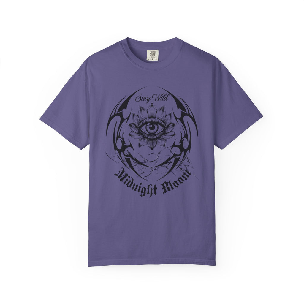 Lotus Eye Graphic T-Shirt — Cybergoth / Cyberpunk Floral Tee. Midnight Eye, LLC