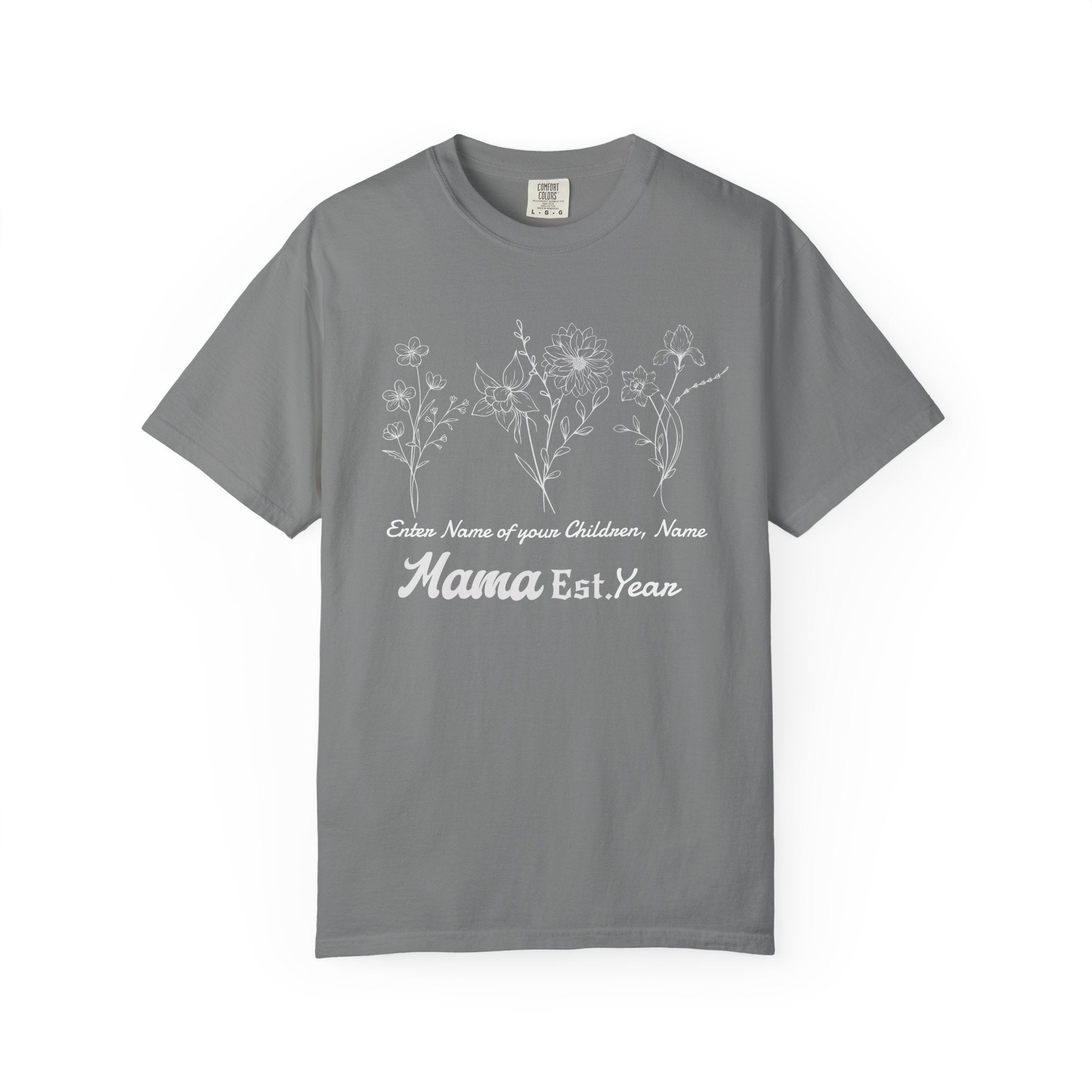 Personalized T-Shirt - "MAMA" with Children's Name and Year - Midnight Eye, LLC