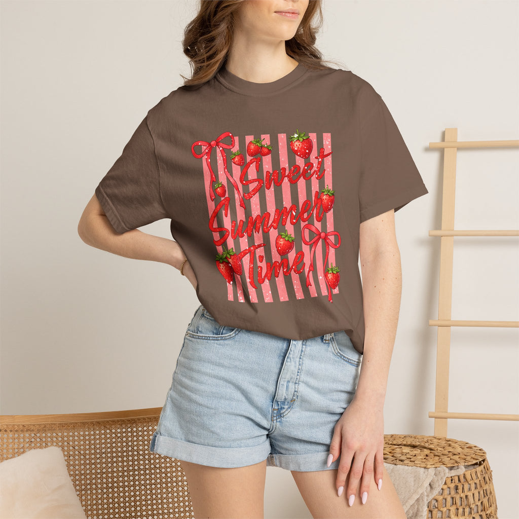 Sweet Summer Time Strawberry Graphic T-Shirt - Cute Summer T-Shirt - Fruit Tee