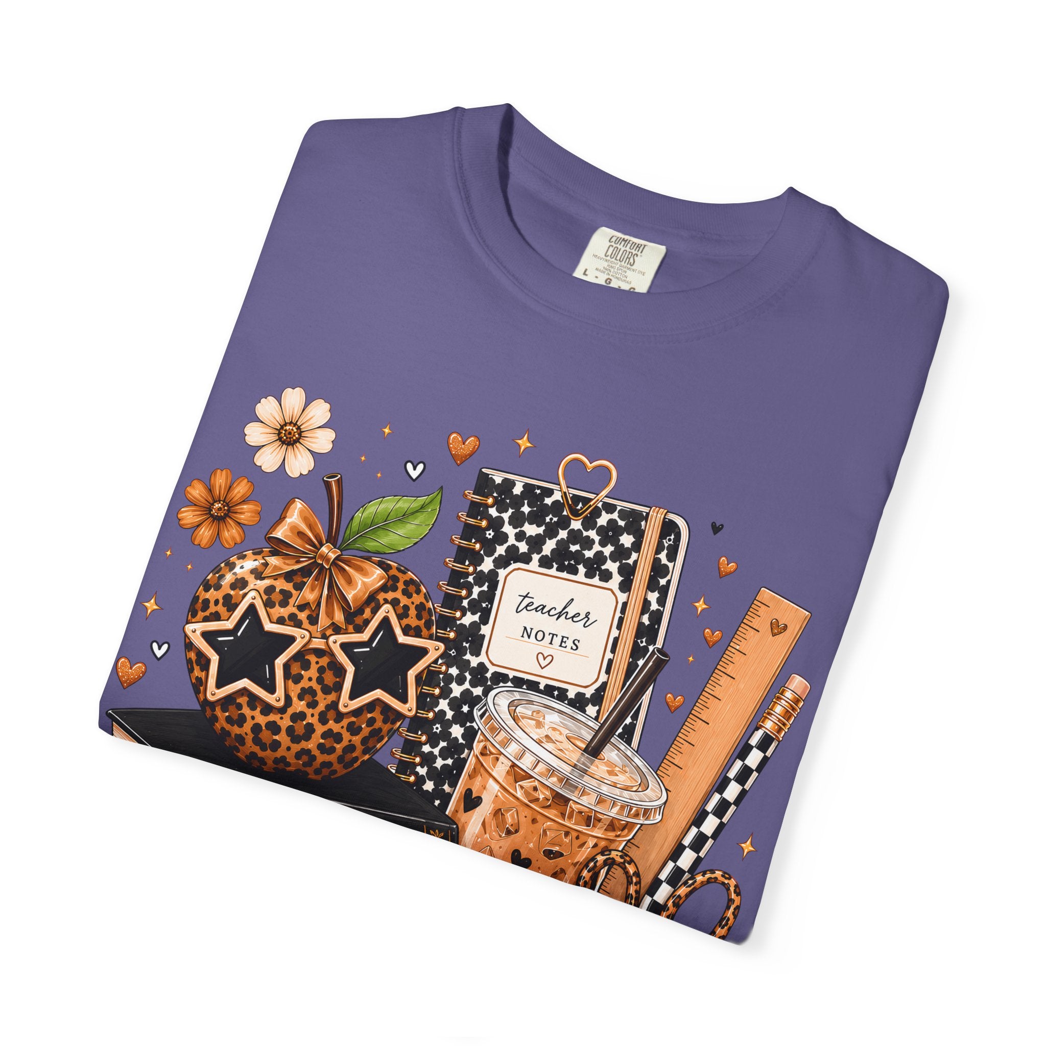 Teacher Life T‑Shirt — Teach Inspire Love Fall Apple & Coffee Graphic Tee