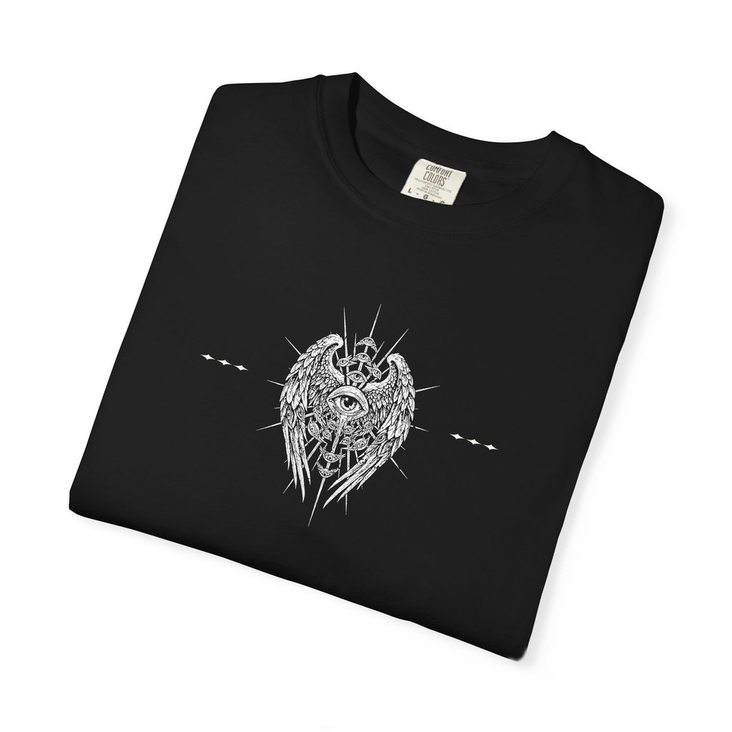 Winged - Eye & Red Rose Graphic T-Shirt - Gothic Tee - Rock Band T-Shirt - Streetwear T-Shirt - Midnight Eye, LLC