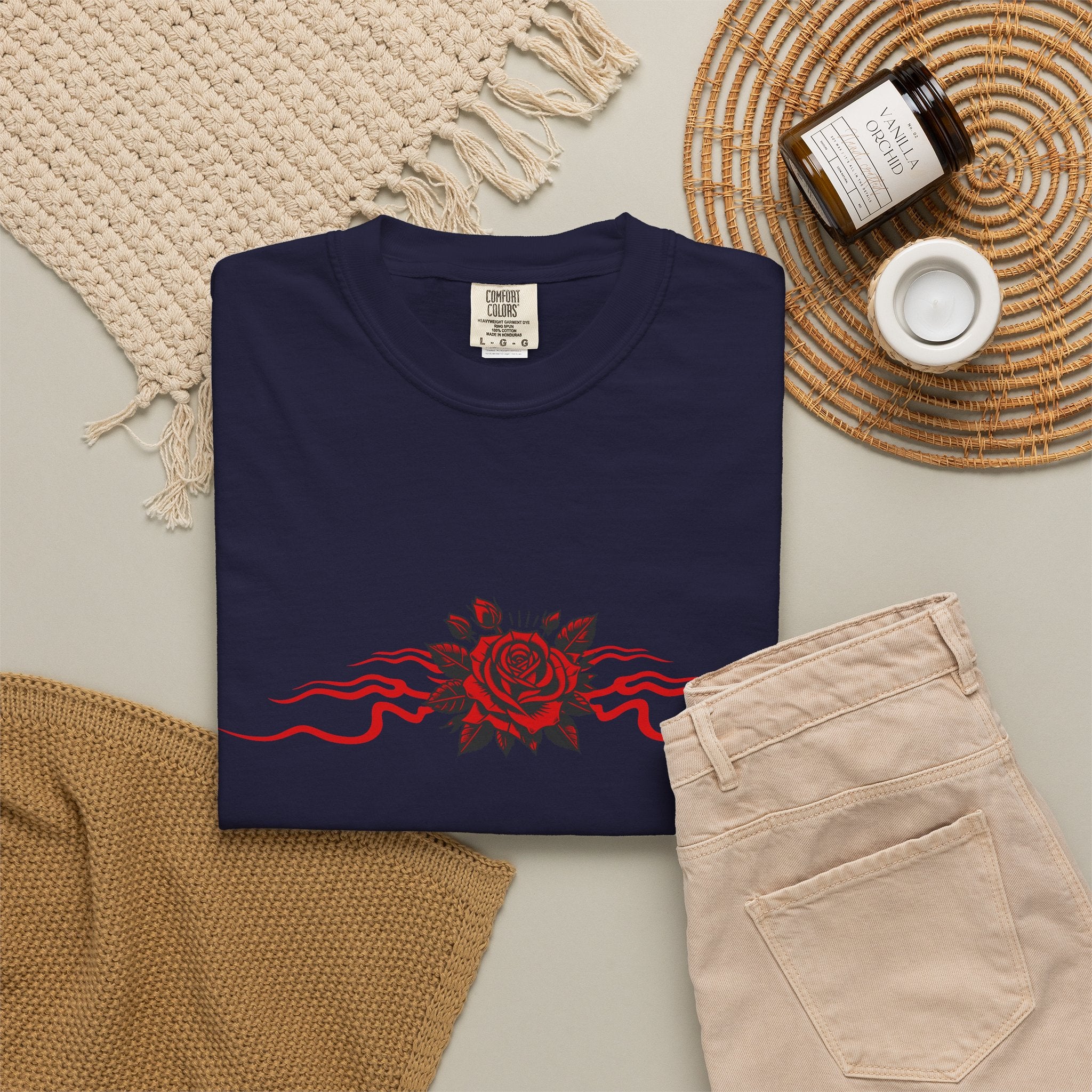 Winged-Eye Graphic Tee — Third Eye Rock Band Shirt - Streetwear Tee - Gothic Red Rose T-Shirt. Midnight Eye, LLC