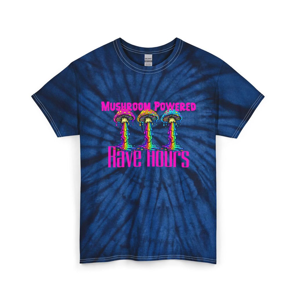 Tie Dye T‑Shirt — "Sleep All Day, Rave All Night" Psychedelic Mushroom Tee - Midnight Eye, LLC