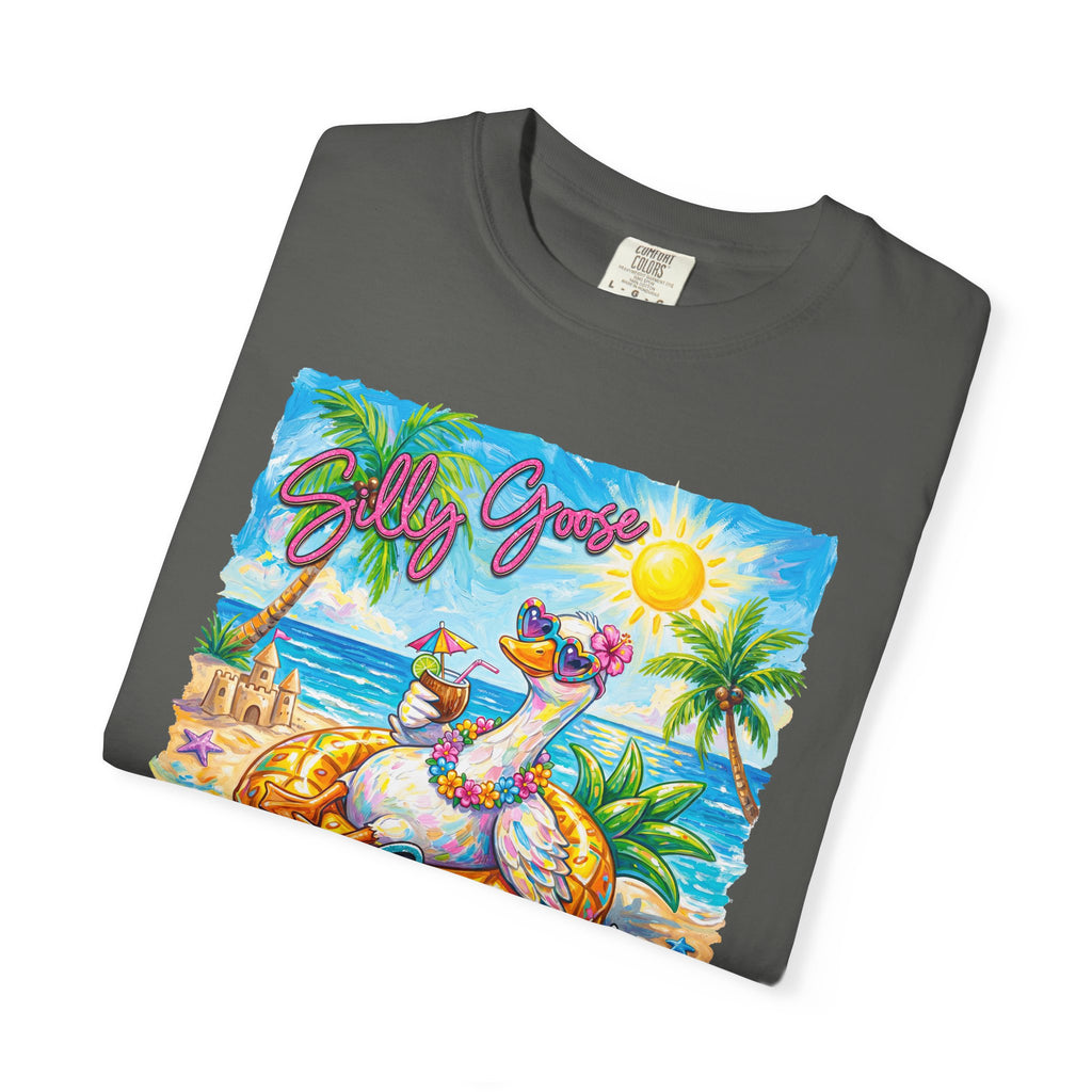 Silly Goose Summer T-Shirt - Colorful Summer Girl Tee - Beach Tee - Tropical T-Shirt - Midnight Eye, LLC