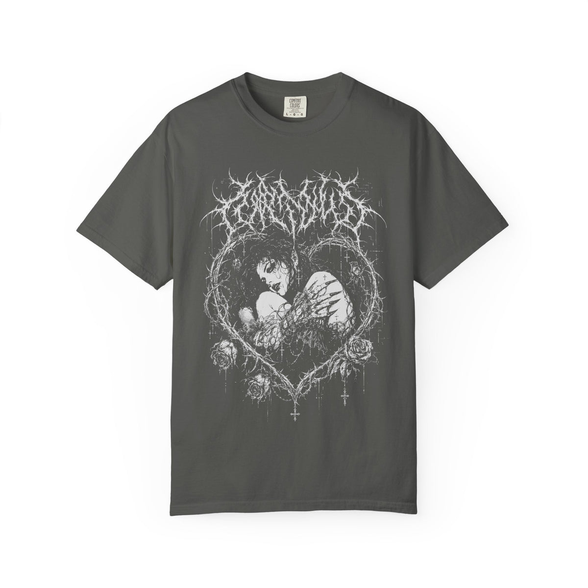 Goth Metal Vampire and Thorn Heart Graphic T‑Shirt  - Alternative Tee