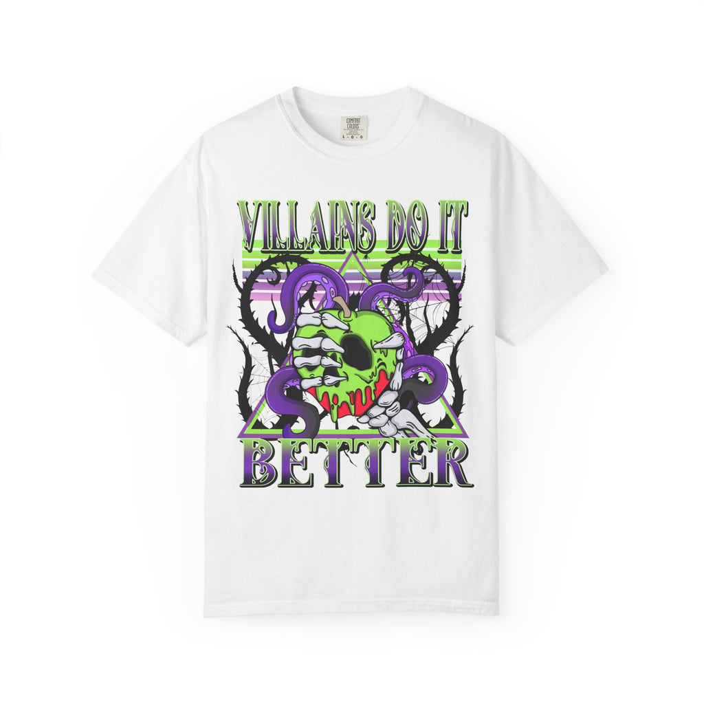 Villains Do It Better Graphic T-Shirt — Neon Monster Skull Tee. Midnight Eye, LLC