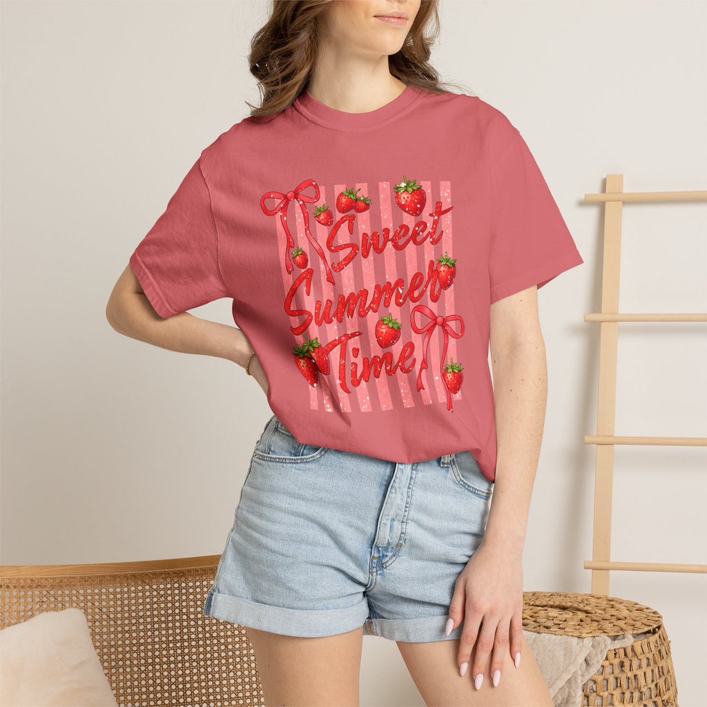 Sweet Summer Time Strawberry Graphic T-Shirt - Cute Summer T-Shirt - Fruit Tee